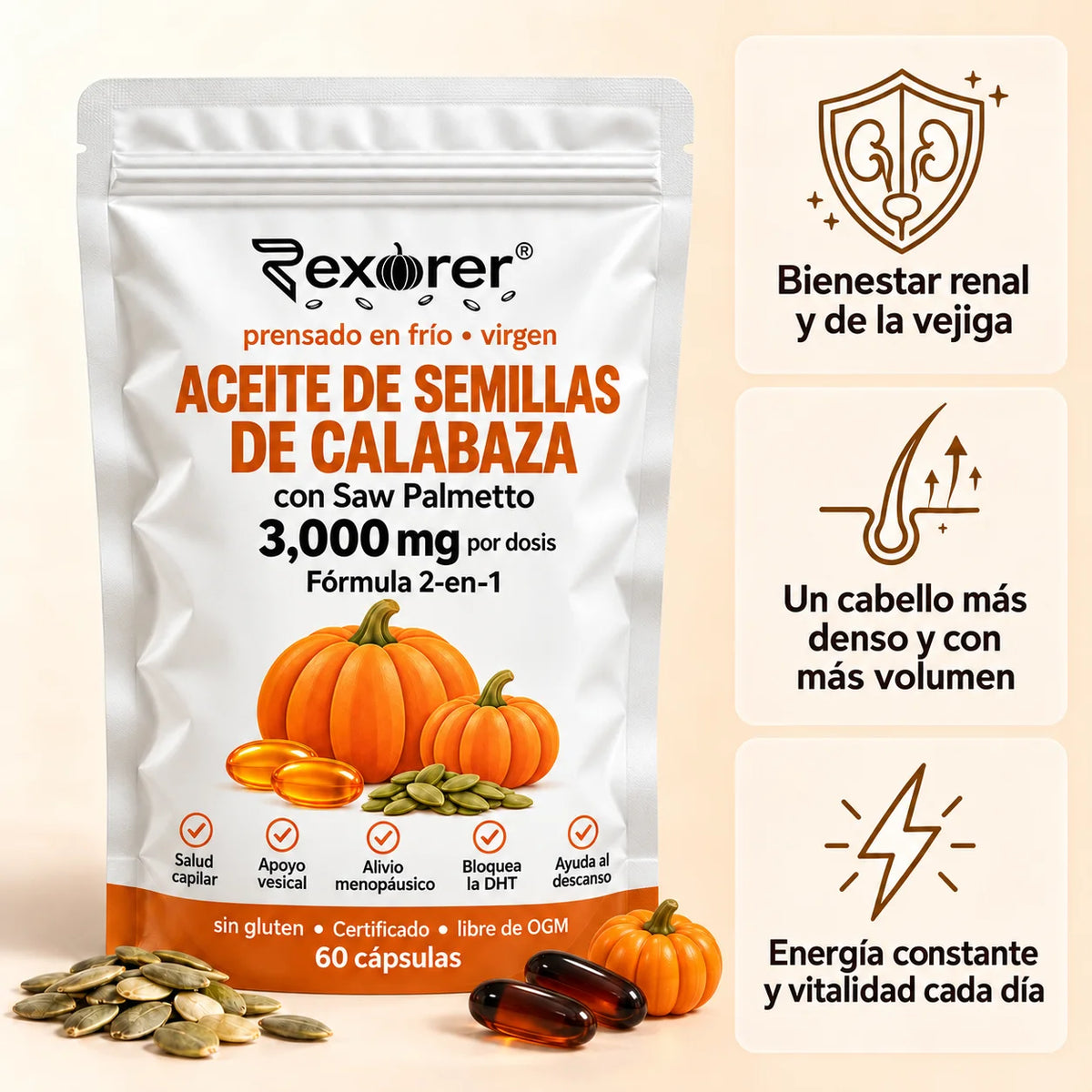 Rexorer® Cápsulas de Aceite de Semillas de Calabaza