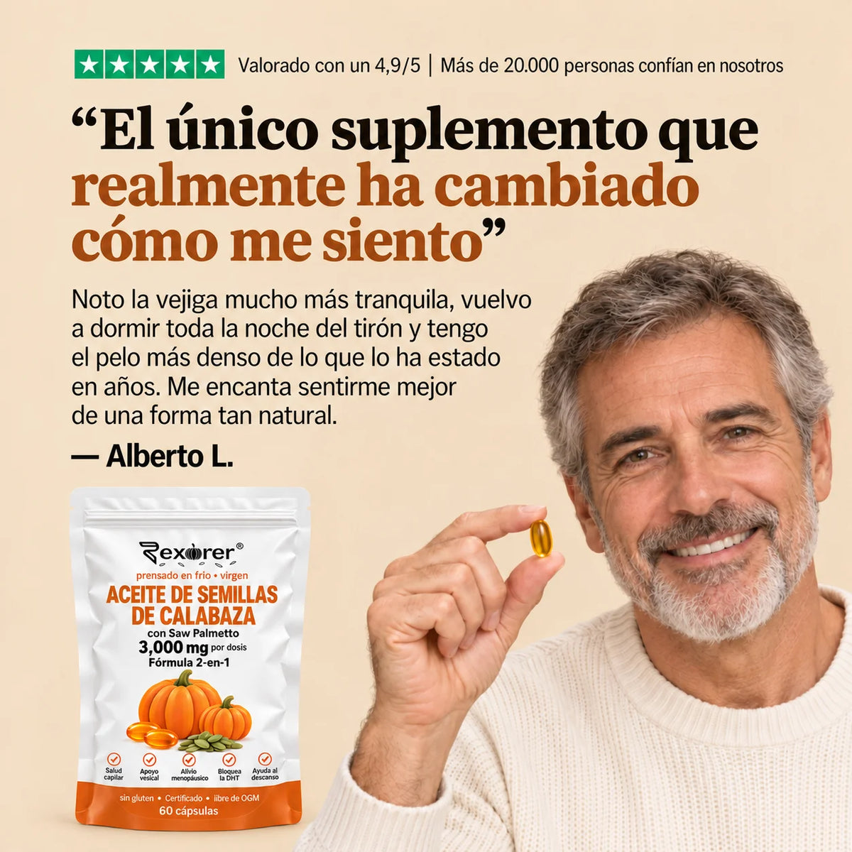 Rexorer® Cápsulas de Aceite de Semillas de Calabaza